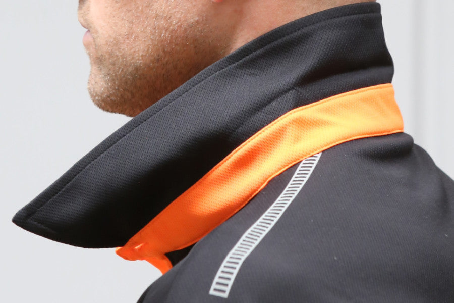 An image of Dude Pro Polo in black color with Self Standup two piece high cut collar for protection