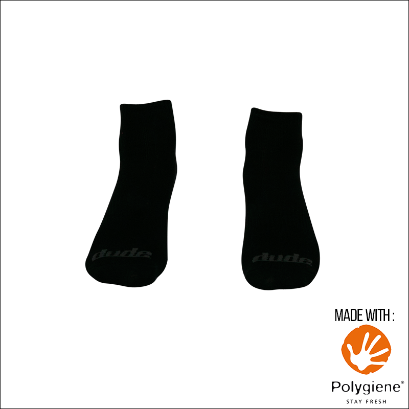 An image showing Reversible Unstinkable Socks from Dude Apparel. Black in color 