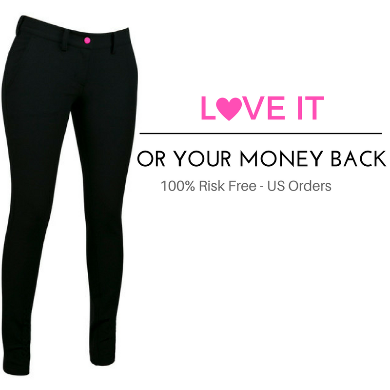 An image showing Ladies Disc Dacs- Disc golf outdoor apparel, with a money back guaranteed posts