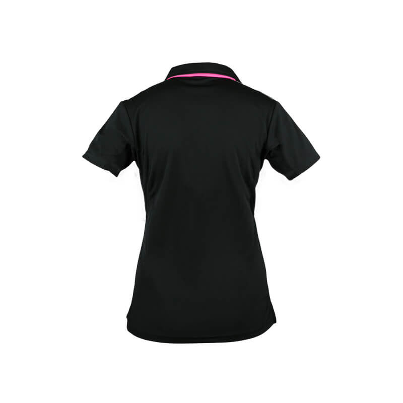 An image showing the back design of ladies Pro polo. color black