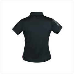 An back image of Melodie Pro Polo black in color with Slim fit design