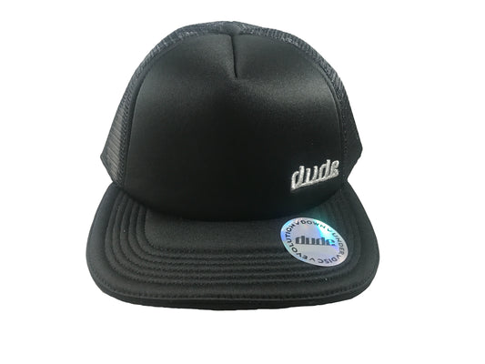 An image showing a Dude Classic Trucker Cap with a white Dude logo.