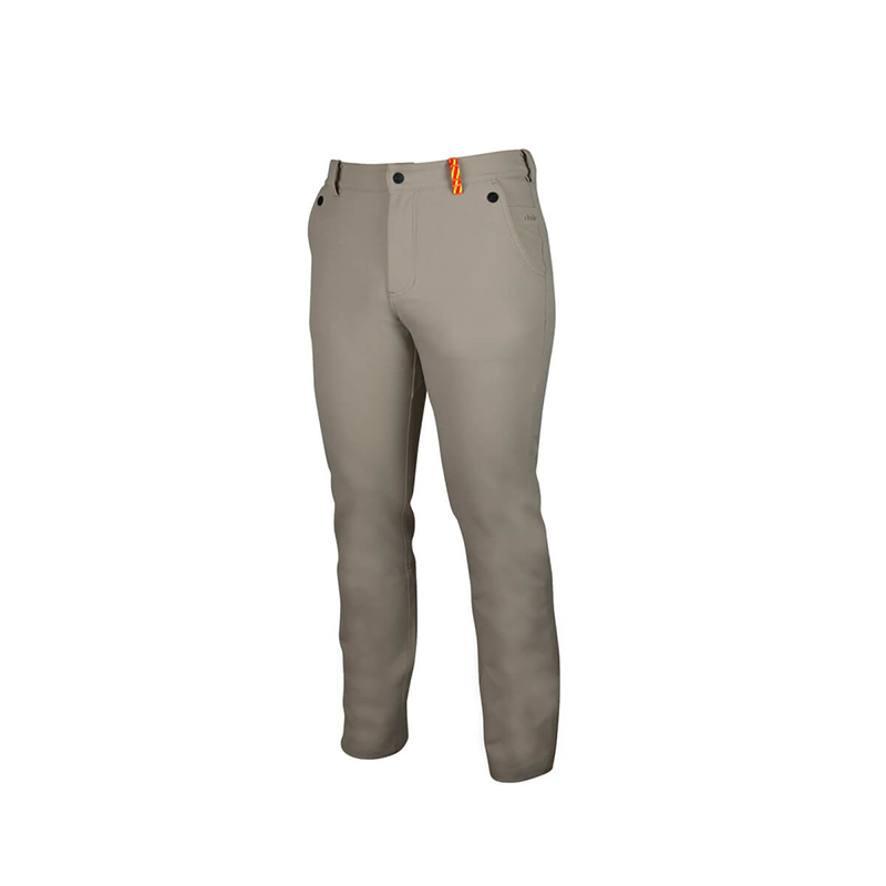 An image showing Dude Mens Disc Dacs in khaki color with Straight leg pant and Zip back welt pockets