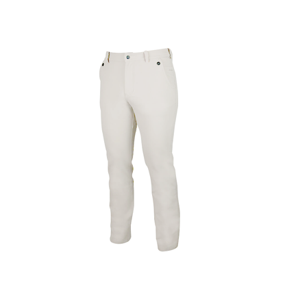 An image showing Dude Mens Disc Dacs in white color with Straight leg pant and Zip back welt pockets